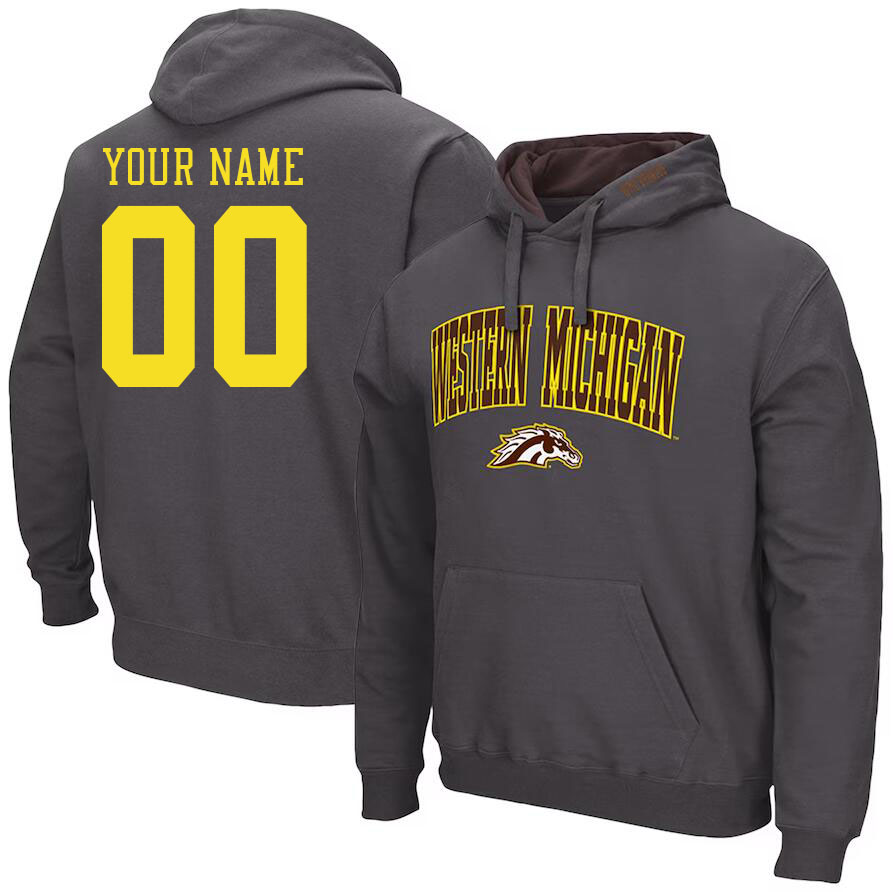 Custom Western Michigan Broncos Name And Number Hoodies-Charcoal